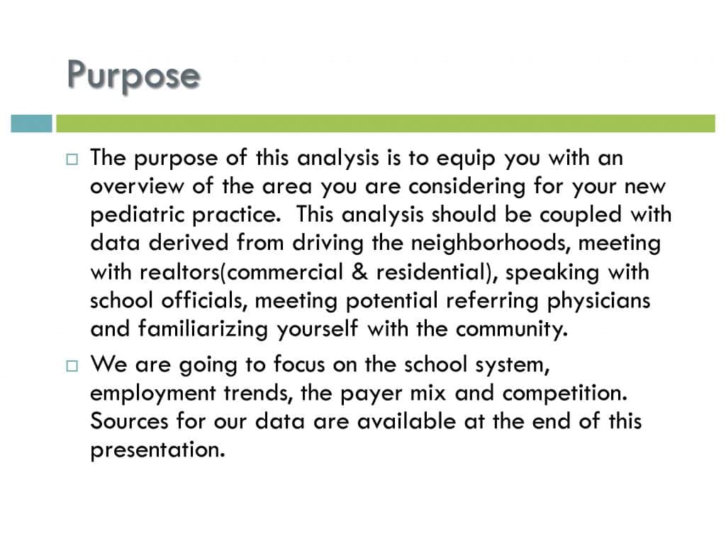  Location Analysis Example Page 1 Physician Practice Specialists