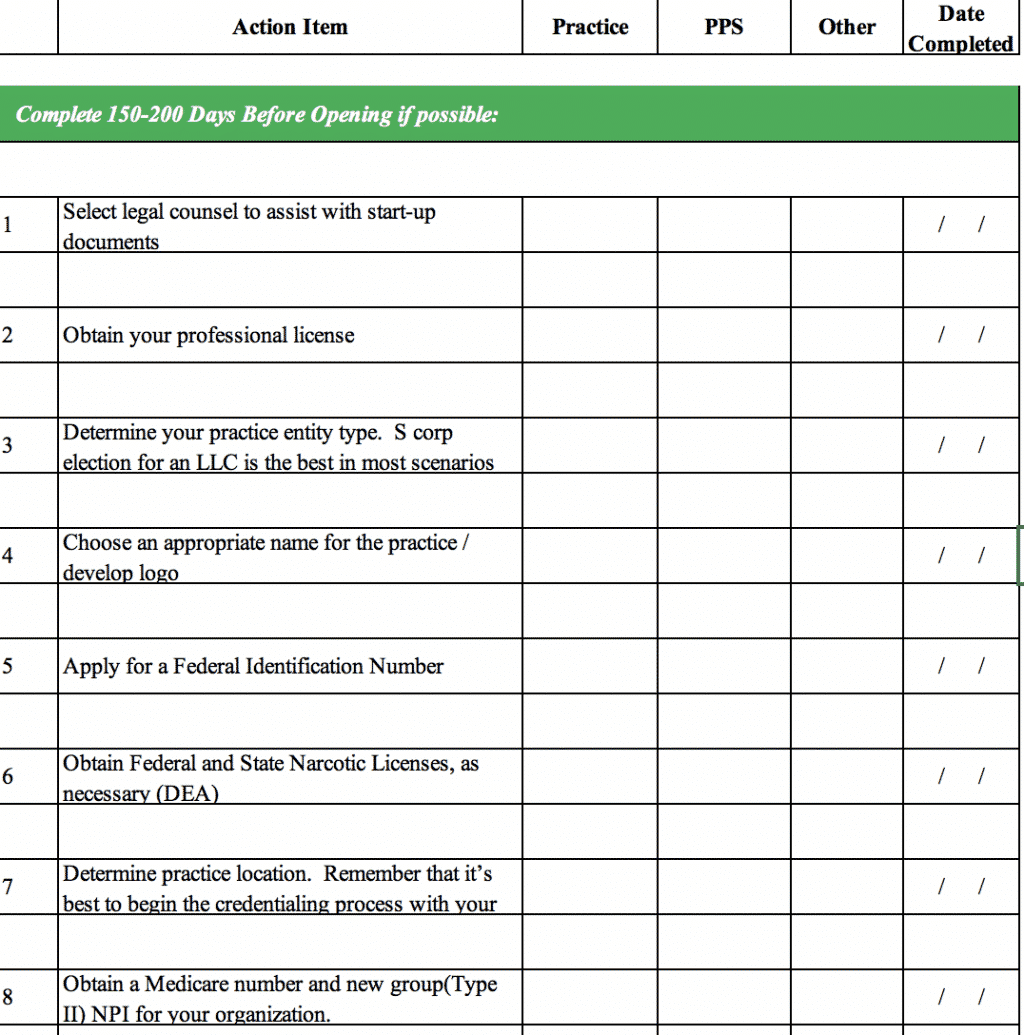 Download Start Up Checklist PPS Practice Start Up Services